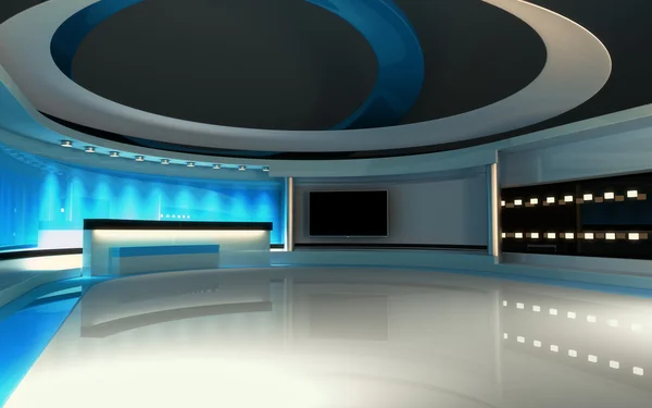 TV-Studio. Nyheter studio. En perfekt bakgrund för grön skärm eller chroma key video eller foto produktion. — Stockfoto