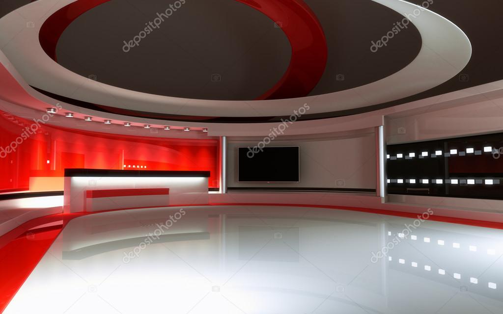 Tv Studio News Studio Red Studio The Perfect Backdrop For Any Green Screen Or Chroma Key Video Or Photo Production 3d Render 3d Visualisation Stock Photo By C Vachom