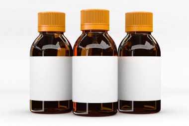 Cam şişe. Cam hapı şişe. 3D render