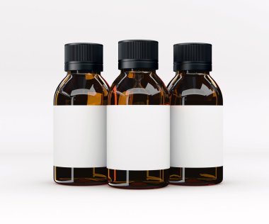 Cam şişe. Cam hapı şişe. 3D render