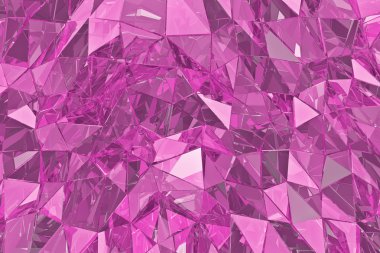 Arka cam arka plan. 3D render. Poligonal yüzey. Pembe