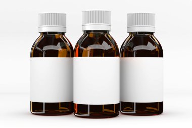 Cam şişe. Cam hapı şişe. 3D render