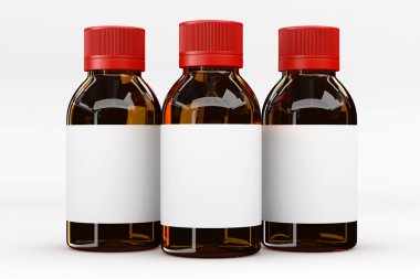 Cam şişe. Cam hapı şişe. 3D render