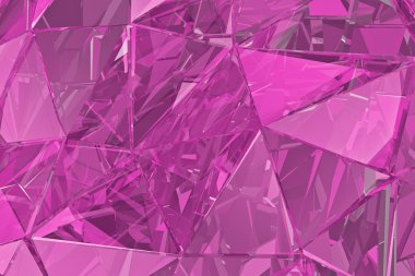 Arka cam arka plan. 3D render. Poligonal yüzey. Pembe