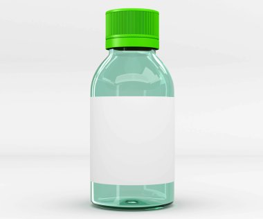 Cam şişe. Cam hapı şişe. 3D render