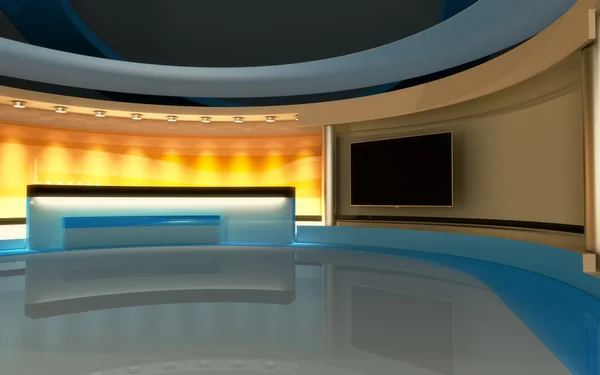 Tv Studio. News studio. The perfect backdrop for any green screen or chroma key video or photo production. 3d render. 3d visualisation — Stock Photo, Image