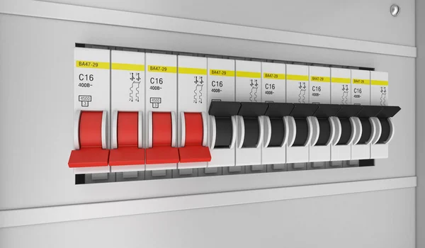 Elektrycznych i wyłączników. 3D. renderowania 3d — Zdjęcie stockowe