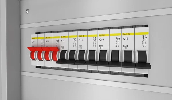 Elektrische circuit breakers. 3D. 3D-rendering — Stockfoto