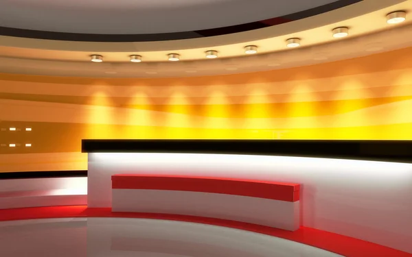 Tv Studio. News studio. The perfect backdrop for any green screen or chroma key video or photo production. 3d render. 3d visualisation — Stock Photo, Image