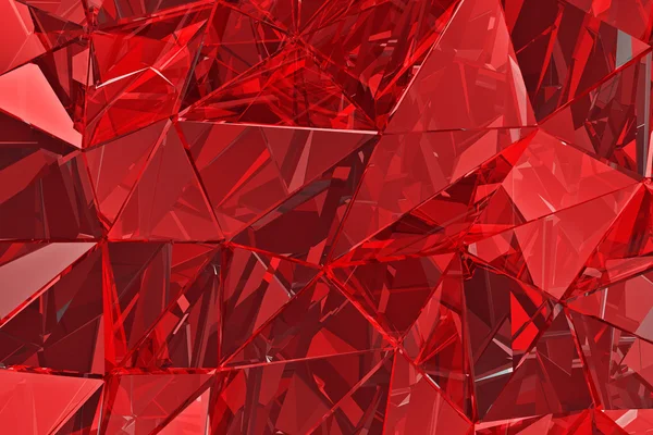 Abstraktní sklo. Červené sklo. prostorové vykreslení. Polygonální povrch — Stock fotografie