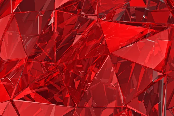 Soyut cam arka plan. Kırmızı cam. 3d render. Çokgen yüzey
