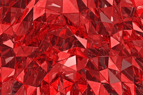 Soyut cam arka plan. Kırmızı cam. 3d render. Çokgen yüzey