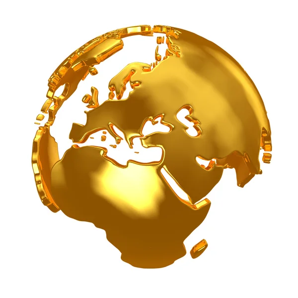 Golden Globe. Golden continents. 3d. 3d render — Stock Photo, Image