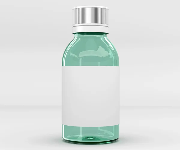 Glasflasche. Glaspillenflasche. 3D-Darstellung — Stockfoto