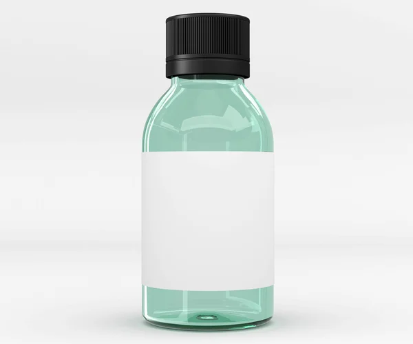 Glasflasche. Glaspillenflasche. 3D-Darstellung — Stockfoto