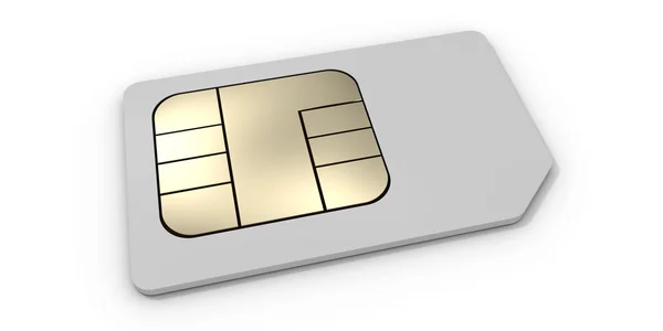 Sim Card, rendering 3D su sfondo bianco — Foto Stock