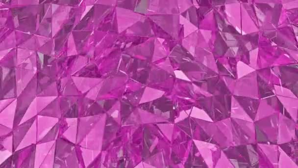 Abstrakter Glashintergrund. 3D-Renderer, polygonale Oberfläche. rosafarbenes Glas, Schlaufe, Schleifenhintergrund — Stockvideo