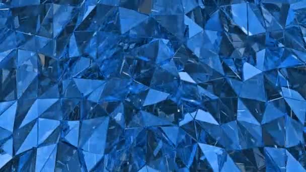 Abstrakter Glashintergrund. 3D-Renderer, polygonale Oberfläche. blaues Glas, Schlaufe — Stockvideo