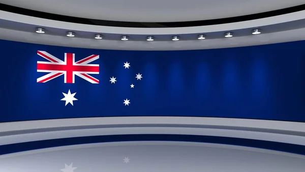 Een Studio Australische Vlaggenstudio Australië Vlag Achtergrond Nieuws Studio Perfecte — Stockfoto