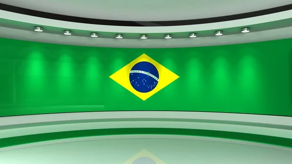 Studio Brazil Flag Studio Brazil Flag Background News Studio Perfect — Stock Photo, Image