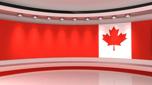 Estudio Estudio Bandera Canadá Fondo Bandera Canadá Estudio Noticias Telón — Foto de Stock