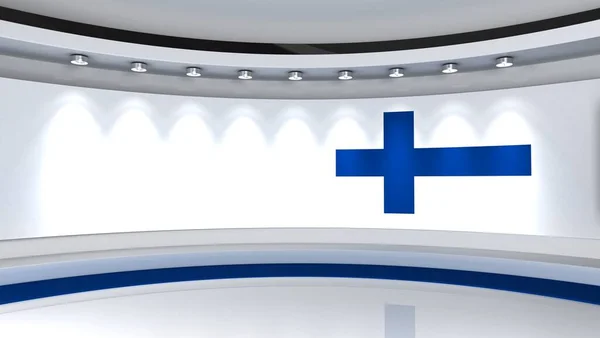 Studio Finnish Flag Studio Finnish Flag Background News Studio Perfect — Stock Photo, Image