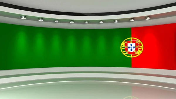 Studio Portugal Portuguese Flag Studio Portuguese Flag Background News Studio — Stock Photo, Image