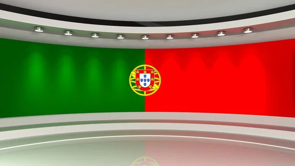 Studio Portugal Portuguese Flag Studio Portuguese Flag Background News Studio — Stock Photo, Image