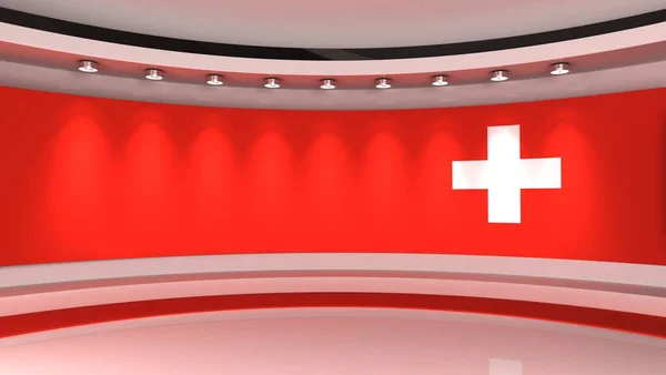 Estudio Suiza Estudio Bandera Suiza Fondo Bandera Suiza Estudio Noticias — Foto de Stock