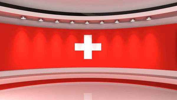 Estudio Suiza Estudio Bandera Suiza Fondo Bandera Suiza Estudio Noticias — Foto de Stock