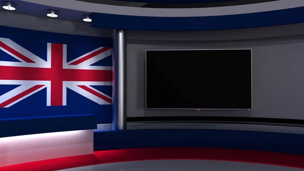 Studio United Kingdom Great Britain Britich Flag News Studio Background — Stock Photo, Image