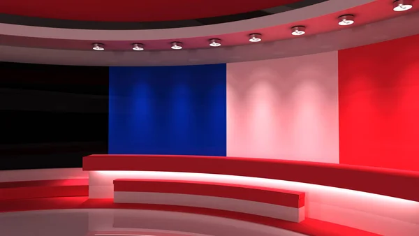 TV studio. French flag background. News studio. Background for any green  screen or chroma key video production. 3d render. 3d - Stock Image -  Everypixel