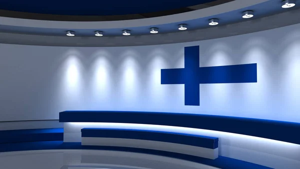 Een Studio Finse Vlaggenstudio Finse Vlag Achtergrond Nieuws Studio Perfecte — Stockfoto