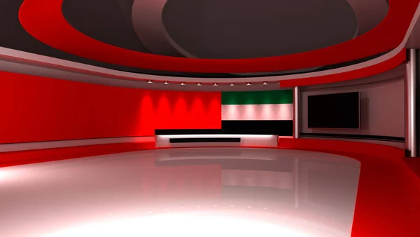 Televizyon Stüdyosu Dubai Bayrak Stüdyosu Dubai Bayrak Geçmişi Haber Stüdyosu — Stok fotoğraf