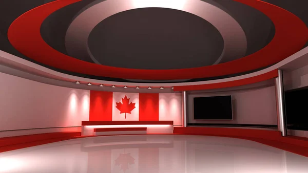 Estudio Estudio Bandera Canadá Fondo Bandera Canadá Estudio Noticias Telón — Foto de Stock