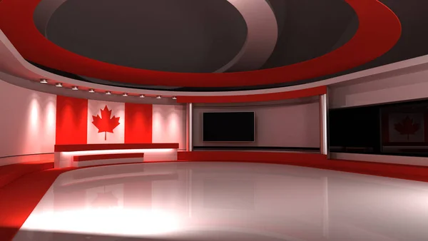 Televizyon Stüdyosu Kanada Bayrak Stüdyosu Kanada Bayrak Geçmişi Haber Stüdyosu — Stok fotoğraf