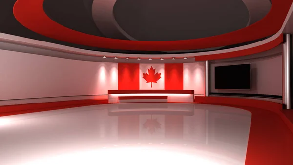 Televizyon Stüdyosu Kanada Bayrak Stüdyosu Kanada Bayrak Geçmişi Haber Stüdyosu — Stok fotoğraf