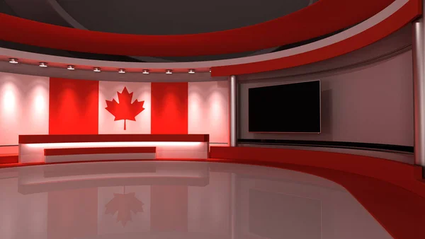 Estudio Estudio Bandera Canadá Fondo Bandera Canadá Estudio Noticias Telón — Foto de Stock