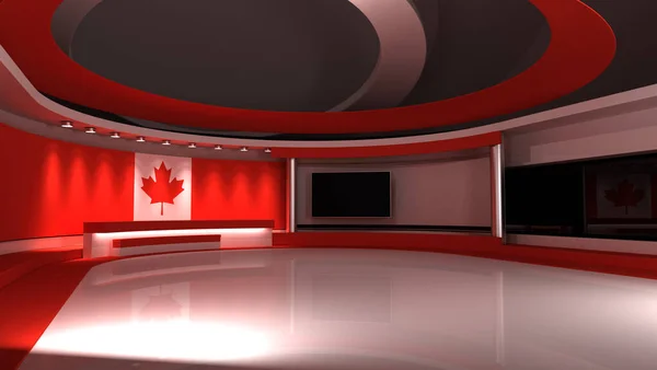 Estudio Estudio Bandera Canadá Fondo Bandera Canadá Estudio Noticias Telón — Foto de Stock