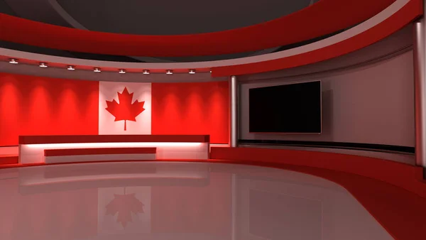 Estudio Estudio Bandera Canadá Fondo Bandera Canadá Estudio Noticias Telón — Foto de Stock