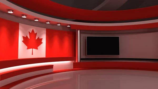 Estudio Estudio Bandera Canadá Fondo Bandera Canadá Estudio Noticias Telón — Foto de Stock