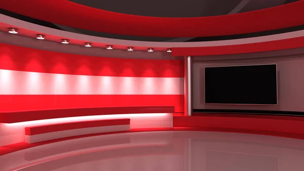 电视演播室奥地利 奥地利国旗 新闻演播室任何绿色屏幕或彩色键视频制作的背景 3D渲染 — 图库照片