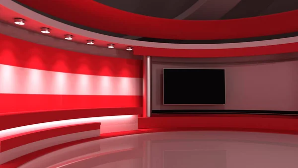Телевизионная Студия Австрия Флаг Австрии Студия Новостей Фон Любого Зеленого — стоковое фото