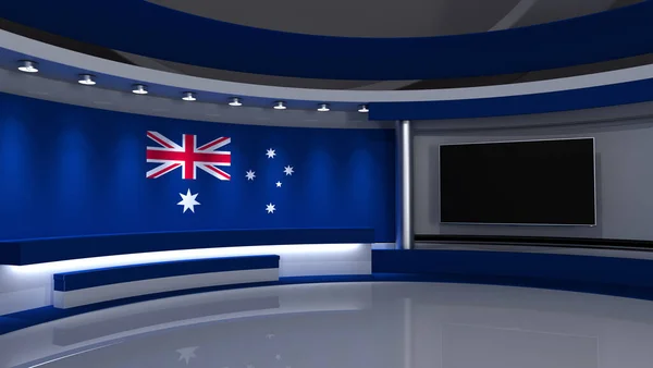 Estudio Australia Bandera Australiana Estudio Noticias Fondo Para Cualquier Pantalla —  Fotos de Stock