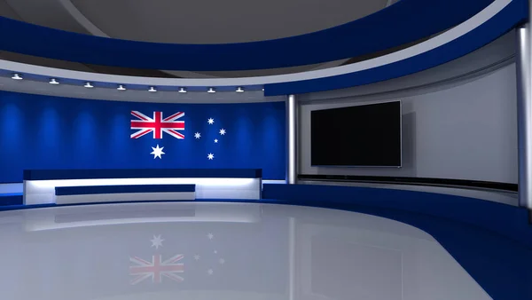 Estudio Australia Bandera Australiana Estudio Noticias Fondo Para Cualquier Pantalla —  Fotos de Stock