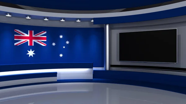 Estudio Australia Bandera Australiana Estudio Noticias Fondo Para Cualquier Pantalla —  Fotos de Stock