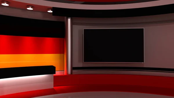 Studio Telewizyjne Niemcy Niemieckie Studio Flagowe Niemiecka Flaga Studio Wiadomości — Zdjęcie stockowe