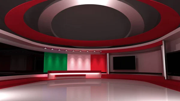 Studio Televisivo Studio Bandiera Italia Italia Bandiera Sfondo Studio Giornalistico — Foto Stock