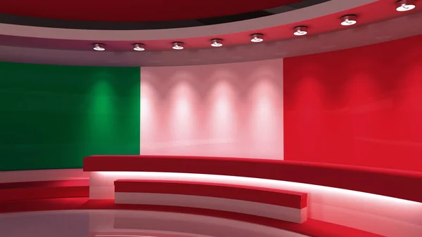 Studio Italien Flagga Studio Italien Flagga Bakgrund Nyhetsstudio Den Perfekta — Stockfoto