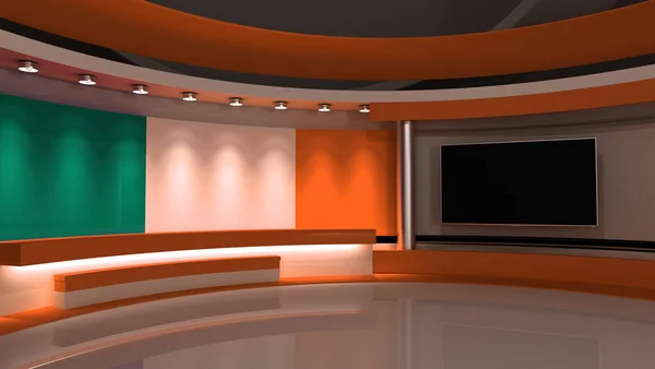 Televizyon Stüdyosu Rlanda Rlanda Bayrağı Haber Stüdyosu Herhangi Bir Yeşil — Stok fotoğraf